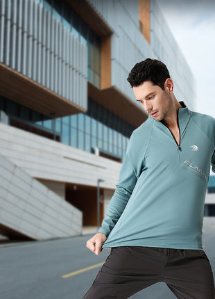 stretch half zip stand collar sweatshirt
