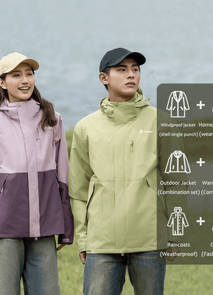 Unisex 3 - in - 1 Removable Polar Fleece Hiking Jacket - Sidiou Group