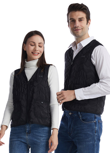 unisex dual control 8 area v neck heated vest