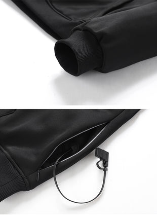 usb heated hoodie with cuff and pocket connector