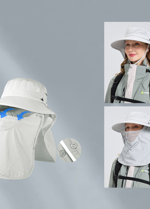 uv protection sun hat with detachable face cover
