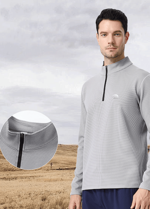 waffle knit half zip top