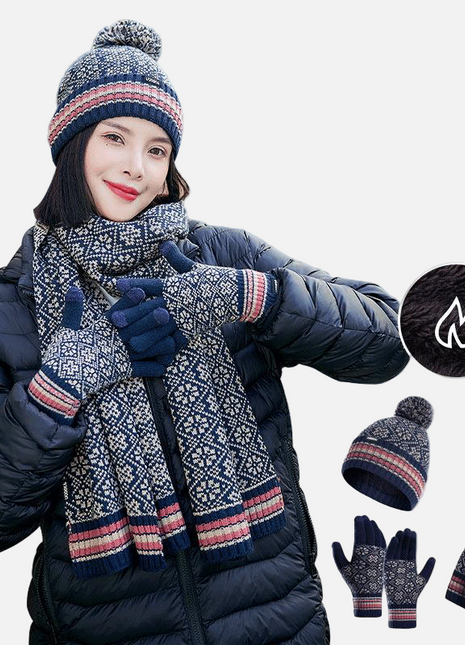 warm beanie scarf and gloves set