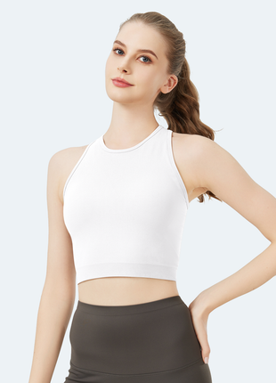 white high elastic seamless sports bra