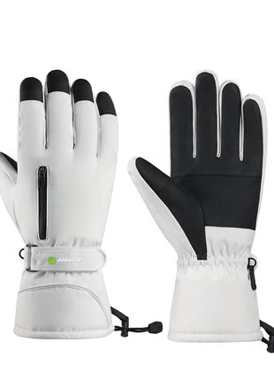 white thermal winter sports gloves