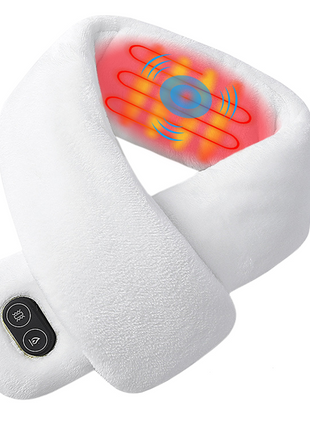 white unisex heated massage scarf