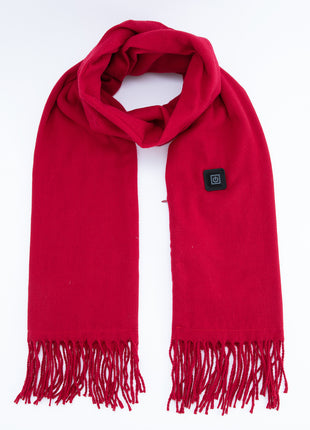 wine red fringed heated scarf