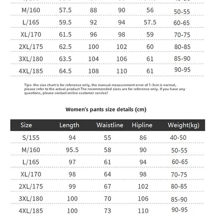 women heated underwear size chart