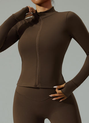  Women Chocolate Running Fitness Yoga Jacket 