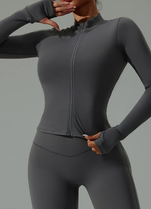  Women Dark Grey Running Fitness Yoga Jacket 
