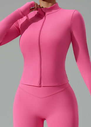  Women Rose Red Running Fitness Yoga Jacket 