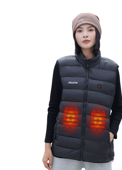 womens 5 area heated duck down vest