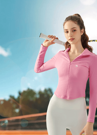 womens half zip mock neck yoga top