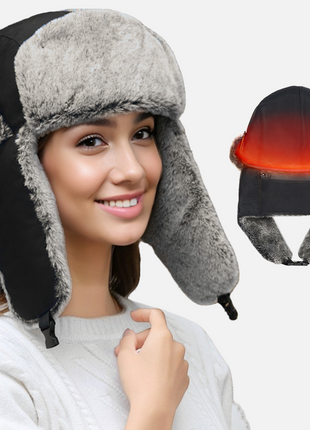 womens heated faux fur trapper hat
