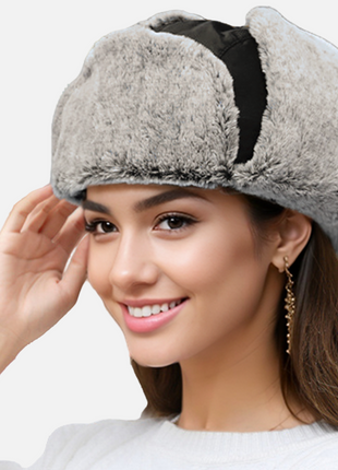 womens heated plush fleece trapper hat