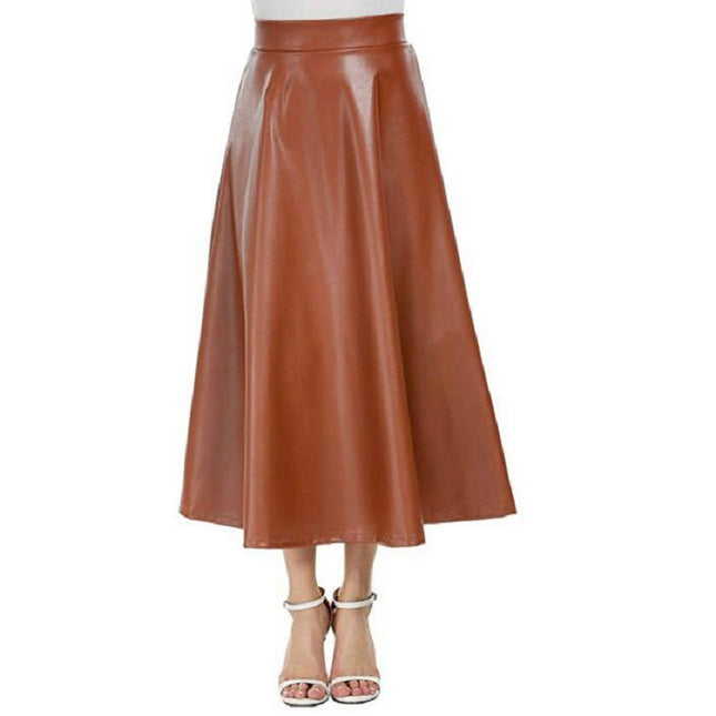 womens khaki pu leather skirt