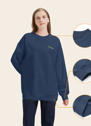 womens plain fleece crewneck pullover with ribbed cuffs and hem