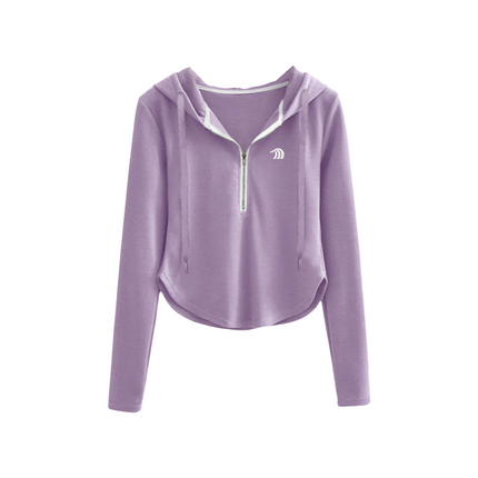 womens purple half zip up sweatshirt