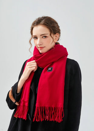 womens wine red heated scarf