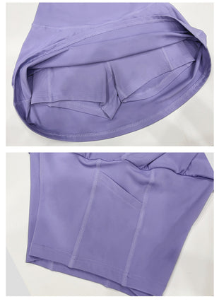 women sports skort with pockets and built in shorts soft stretch athletic skirt