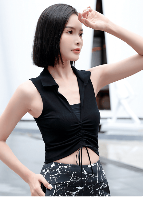 Women's Drawstring Polo Sleeveless Top - Sidiou Group