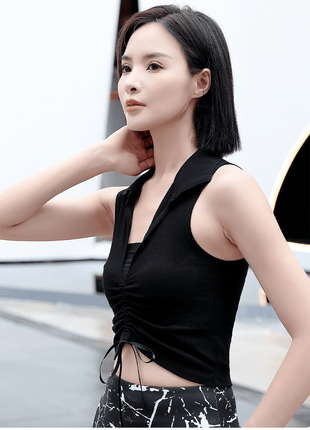 Women's Drawstring Polo Sleeveless Top - Sidiou Group