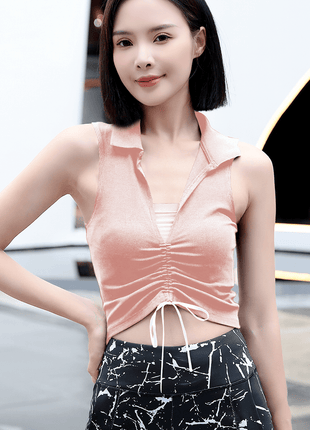 Women's Drawstring Polo Sleeveless Top - Sidiou Group