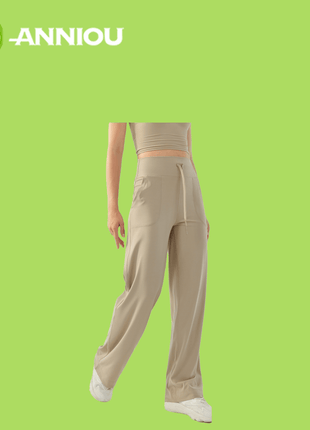 Women's High Waist Drawstring Wide Leg Slim Fit Trousers - Sidiou Group