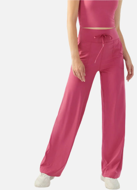 Women's High Waist Drawstring Wide Leg Slim Fit Trousers - Sidiou Group