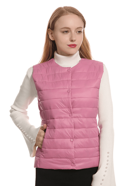 Women's Pink Button Heated Vest - Sidiou Group