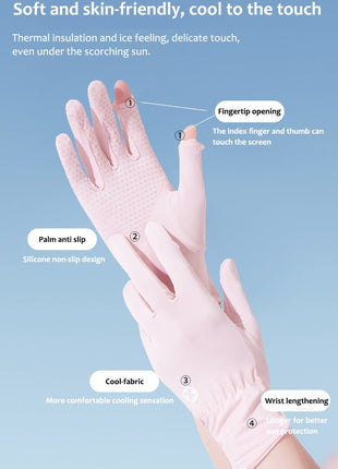 Women's UPF 50+ Breathable Sun Protection Gloves - Sidiou Group