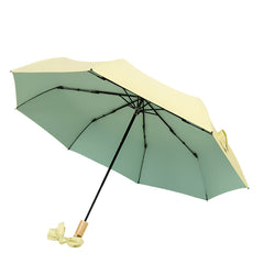 yellow green wooden handle umbrella