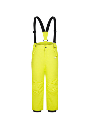 yellow kids waterproof ski bib pants