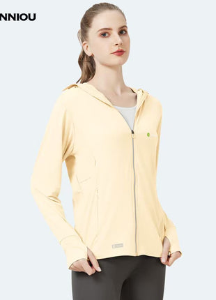 yellow women's raw yarn ice silk hooded sun protection jacket