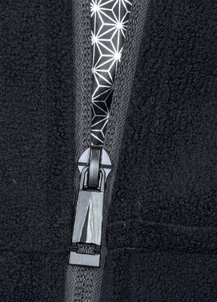 zipper detail of #Black Heated Fleece Jacket