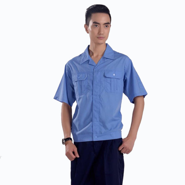 High Quality Short Sleeve Industrial Work Clothing  Pocket T-shirt Work Shirts Uniform Custom Logo Workwear For Men  Repairman