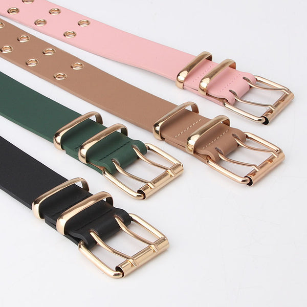 Sidiou Group Hot Selling Fashion Double Grommet Belt PU Leather Punk Belt for Women Jeans