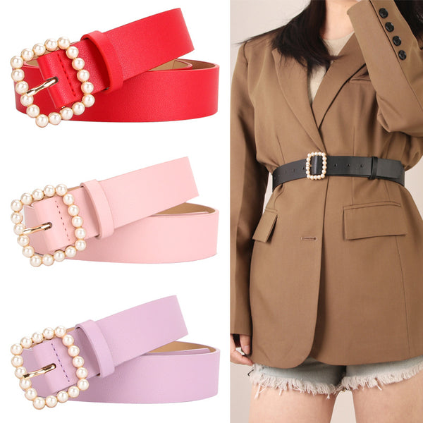 Sidiou Group  Factory Price Wholesale Custom Ladies Simple Pearl Metal Buckle Belt Fashion Women's Dress Belts