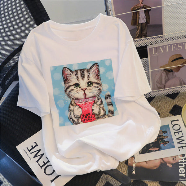 Fashion Luxury 100%Cotton Designer Custom Cartoon Plus Size T-shirts 3D Print Brand Women's T-Shirts Wholesale