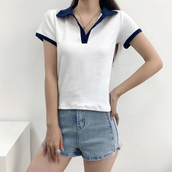 Wholesale New Summer Casual T-shirt Womens V-neck Polos T Shirt Custom Golf Shirts