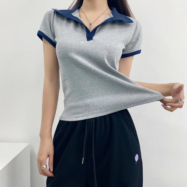 Wholesale New Summer Casual T-shirt Womens V-neck Polos T Shirt Custom Golf Shirts
