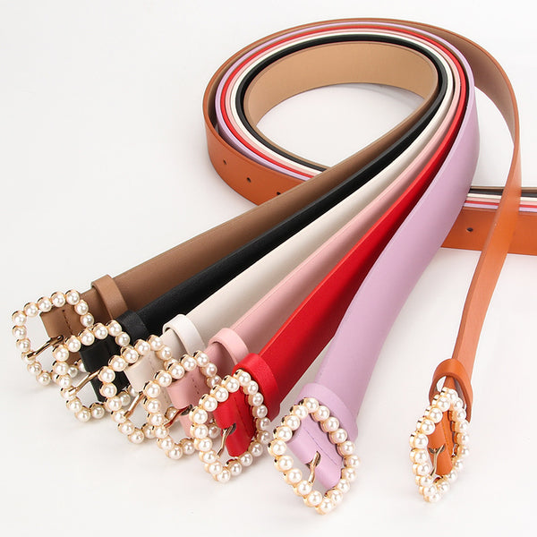 Sidiou Group  Factory Price Wholesale Custom Ladies Simple Pearl Metal Buckle Belt Fashion Women's Dress Belts