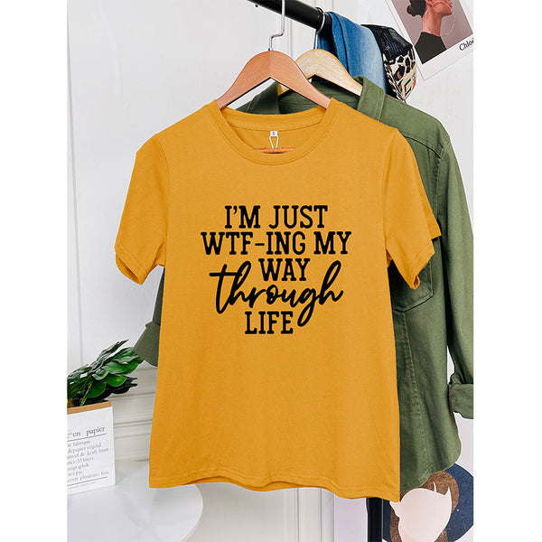 Wholesale Summer T-shirt Letter Print Loose Tops Personality Sweat Breathable Colorful Plus Size Women's T-Shirts 100% Cotton