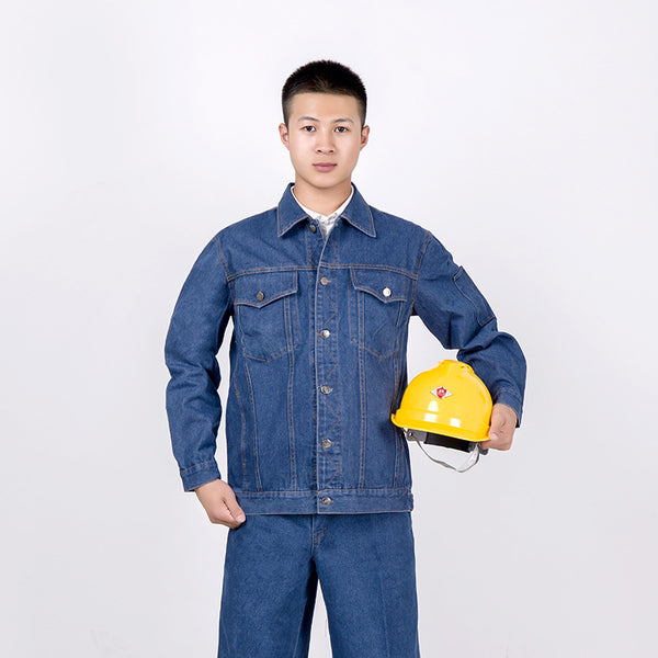 High Quality Engineering Uniform Workwear Denim Wear-Proof Men Overalls Electrician Safety Clothing Custom Mechanic Work Sets