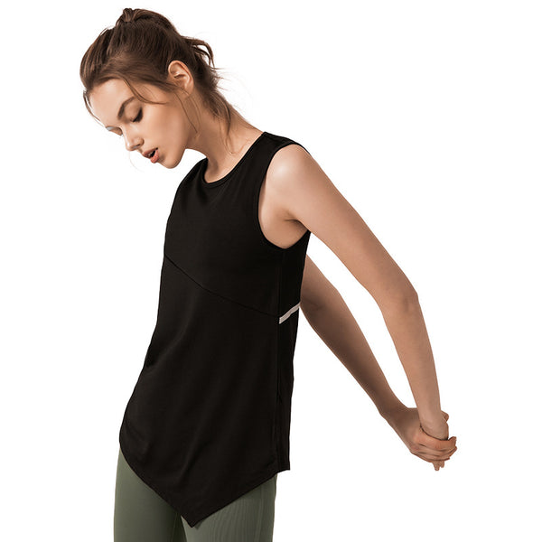 Sidiou Group Anniou Summer Irregular Yoga Vest Women's Solid Color Sports Fitness Base Vest Workort Tank Tops for Women