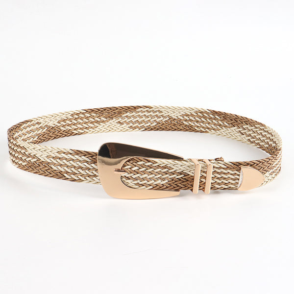 Sidiou Group Factory OEM Wholesale Fashion PP Grass Handmade Woven Belts Casual Ladies Alloy Buckle Waist Strap