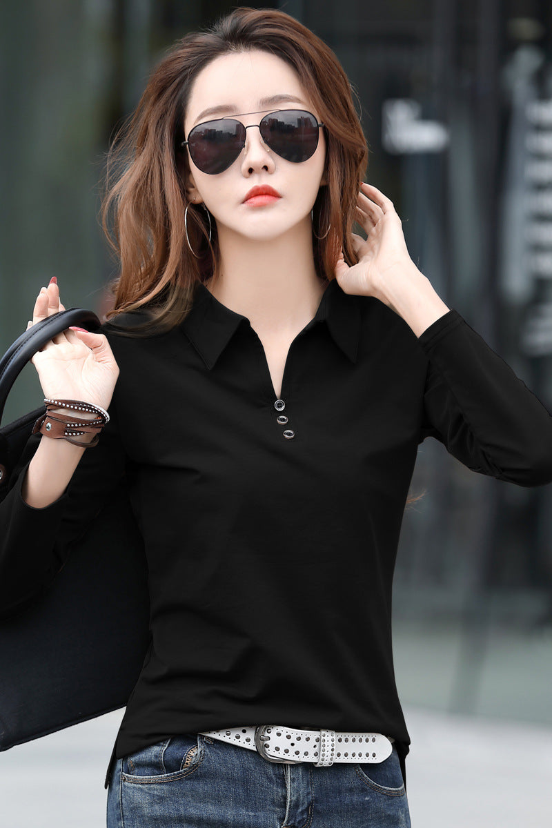 New Design Casual Wear Ladies Polo Shirts Made In Cotton Spandex Long Sleeve Polo Golf Shirts For Women