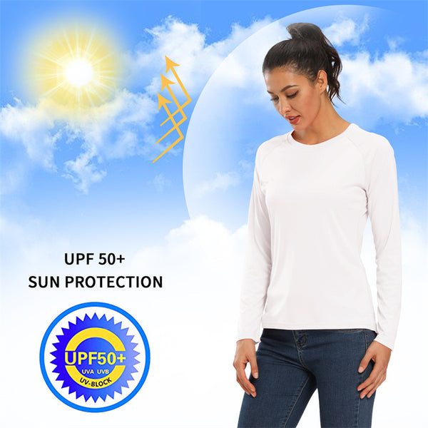 Wholesale High Quality UPF 50+ Women Anti UV Long Sleeve T-Shirt Loose Gym Yoga Top Sun Protection Outdoor Sports Running T-Shirts