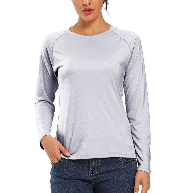 UV Protection Outdoor Sports Crewneck Tops,Running Sun Protection