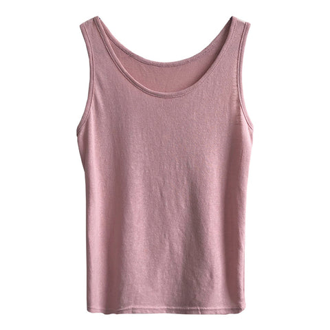 Custom Cheap Price Summer Cotton And Linen Women's O-Neck Sleeveless Solid Color Vest  Ladies Loose Breathable Thin Tank Tops
